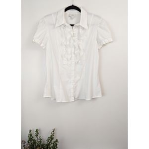 Ann Taylor LOFT Ruffle Front Button Down Blouse